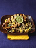 Stuffed salmon cutlet with couscous