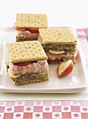 Sweet ice cream sandwiches made with biscuits