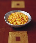 Red lentils in a bowl