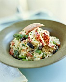 Risotto with lobster and green asparagus