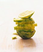 Slices of lime in a pile