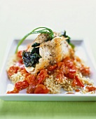 Chicken breast with parsley on quinoa and peppers