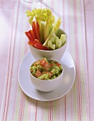 Guacamole with vegetable sticks