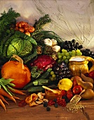 Still life with autumn vegetables and fruit