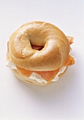 Bagel with soft cheese and salmon