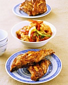 Barbecued ribs and sweet and sour pork