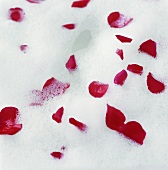 Bubble bath with rose petals