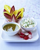 Anchovy sauce, quark and salad leaves