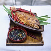 Fried Thai perch with spicy chili soy sauce