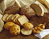 Various types of bread and rolls