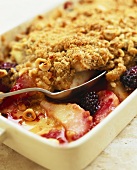 Pear and blackberry crumble