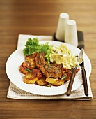 Pork chop with vegetables and mashed potato