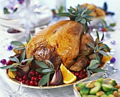 Roast turkey with cranberries, oranges and sage