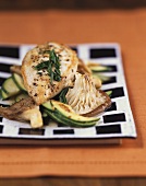 Chicken escalopes with courgettes and oyster mushrooms