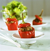 Green peppers with mince stuffing