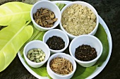 Ayurvedic spices in small bowls