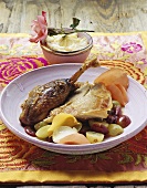 Guinea-fowl with rose butter and grapes (Morocco)