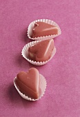 Marzipan hearts with pink glace icing