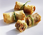 Spring rolls with ham and onion filling