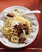 Spaghetti alla catanese (Spaghetti with tomato & aubergine sauce)