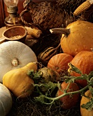 Pumpkins in a barn