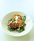 Chicken with peas and beans