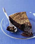 A piece of chocolate mousse cake
