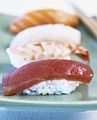 Four different nigiri-sushi