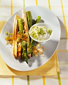 Roasted asparagus with spring onions and orange sauce