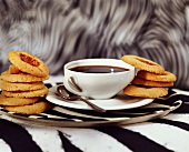 Almond biscuits and a cup of coffee
