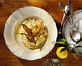 Lemon risotto with baby aubergines