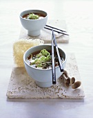 Miso soup with glass noodles and tofu