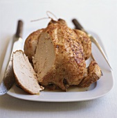 Roast chicken, partly carved
