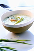 Cold cucumber soup with shrimps
