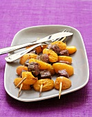 Duck and apricot kebabs