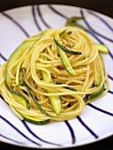 Spaghetti with thin strips of courgette