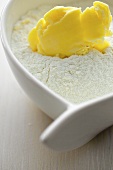 Flour and butter in a small bowl