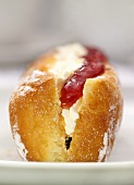 Long cream and jam doughnut