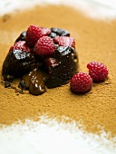 Chocolate and raspberry pudding