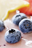 Blueberries on a blueberry cream torte