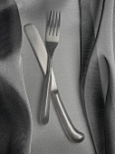 Knife and fork under a fine cloth