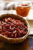 Dried chillies in a small basket