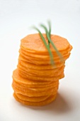 A pile of carrot slices
