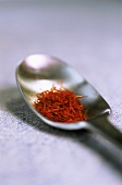 Saffron threads on a spoon