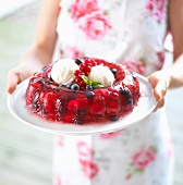 Summer berry jelly with ice cream