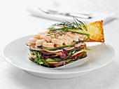 Shrimp and vegetable sandwich
