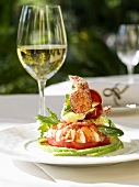 Lobster salad and a glass of white wine