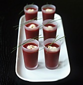 Beetroot soup with crème fraîche and chives