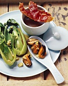 Mussels with pak choi