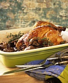Roast chicken with mushrooms and thyme